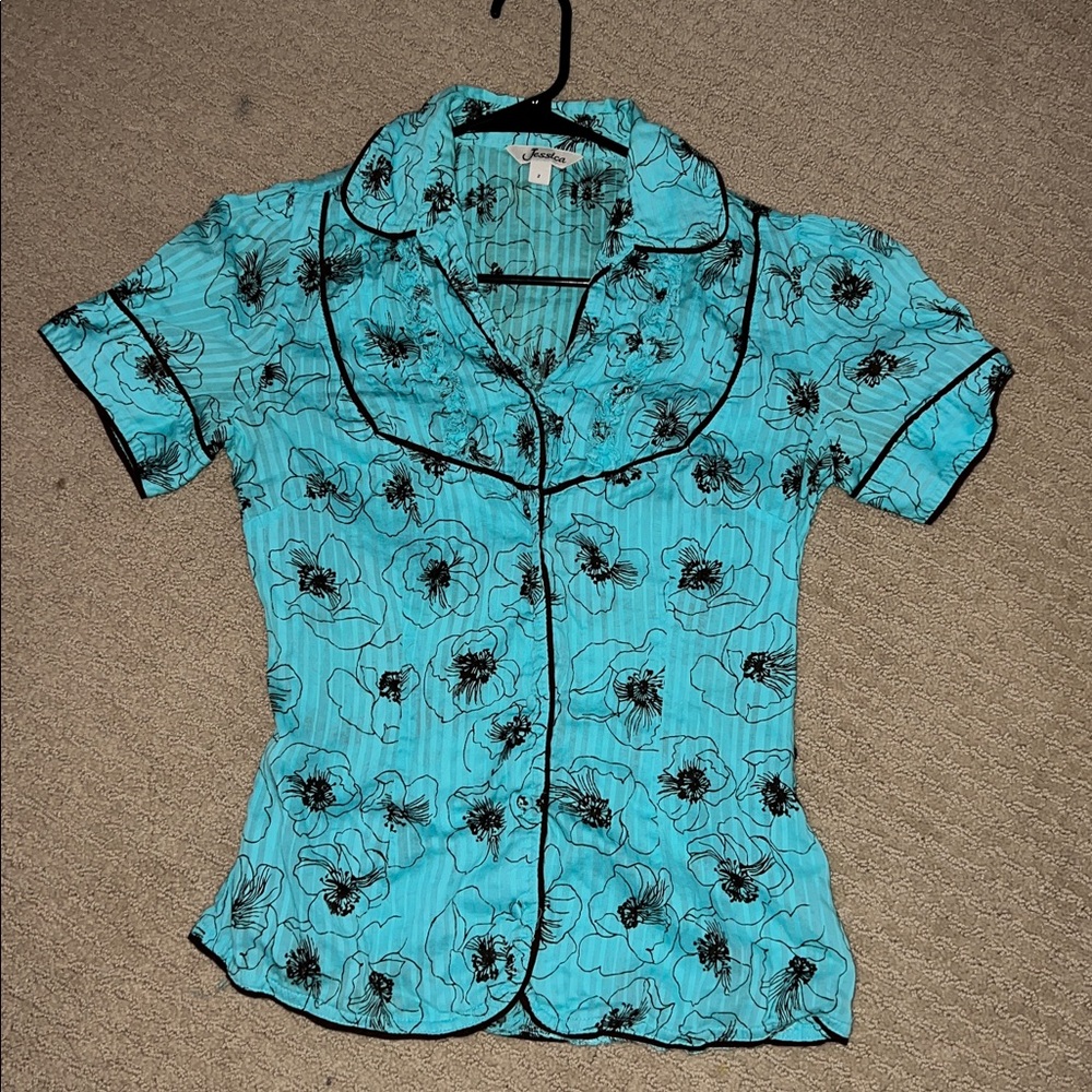 Jessica Blue Floral Blouse